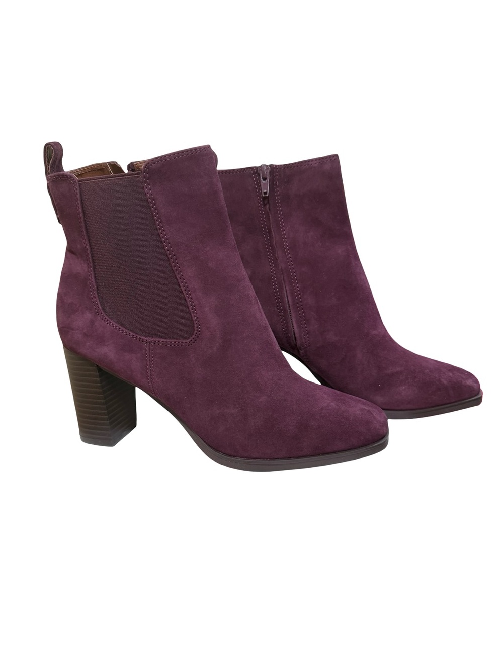 Giani Bernini Plum Suede Mid-Heel Chelsea Ankle Boots